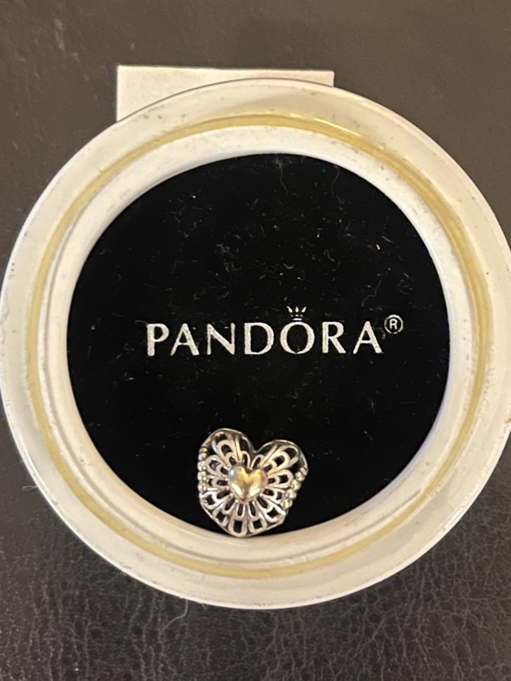 Pandora Limited Release Two-Tone Heart Filigree Charm - Silver and Gold #791275 - Picture 2 of 4